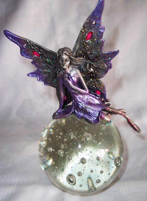 Fairy / Fairies / Faery /  Pewter fairy on glass ball