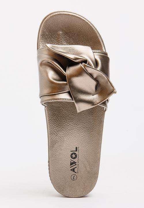 Gorgeous Metallic Pewter Coloured Bow Sliders