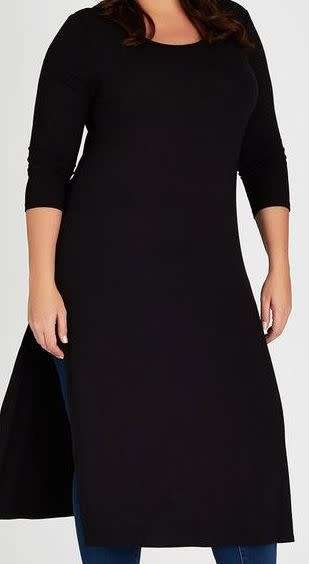 STYLISH PLUS SIZE BLACK TUNIC - SIZE 46