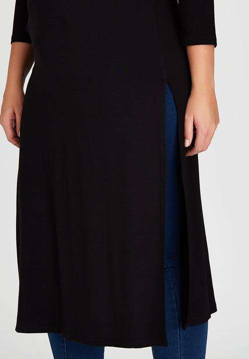 STYLISH PLUS SIZE BLACK TUNIC - SIZE 46