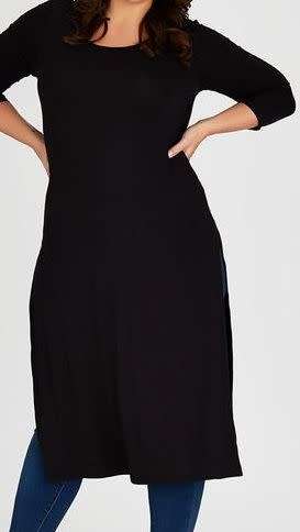 STYLISH PLUS SIZE BLACK TUNIC - SIZE 46