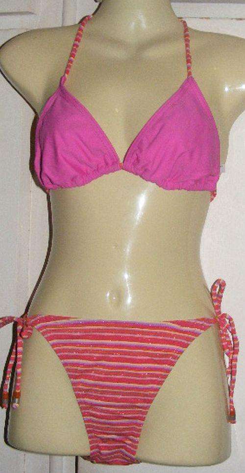 SALE!!!!! GORGEOUS CERISE STRIPED IMPORTED TANGA (32-34)