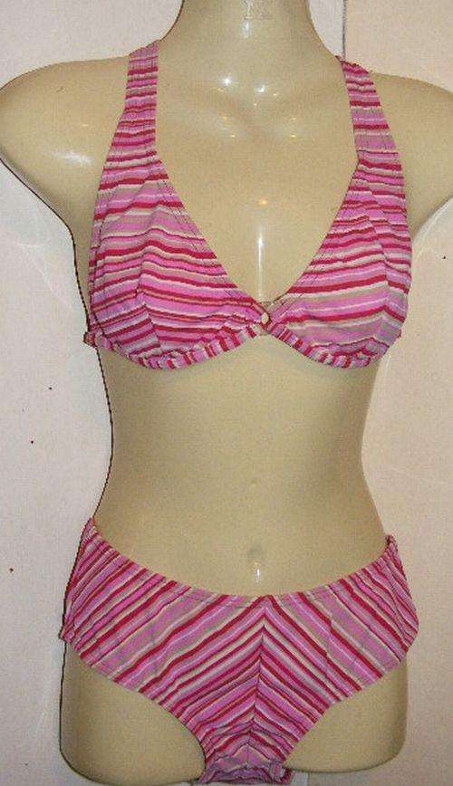 SALE!!!!! GORGEOUS PINK STRIPED HALTERNECK BIKINI (32-34)