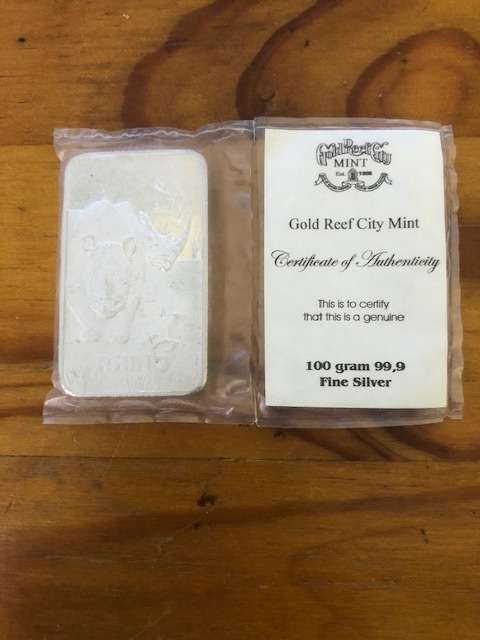 SILVER BULLION BAR 99.9 FINE SILVER (100 GRAMS)  RHINO SERIES
