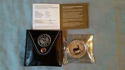 KRUGERRAND 1 OZ SILVER 2017 FIRST YEAR OF ISSUE ENCAPSULATED WITH COA AND POUCH