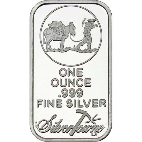 SILVER BAR 1 OUNCE .999 PURE SILVER TOWN MINT.