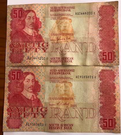 FIFTY RAND OLD SOUTH AFRICAN FIFTY RAND