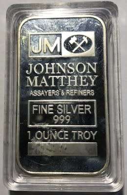 SILVER BAR 1 OUNCE JM BULLION SILVER BAR ENCAPSULATED