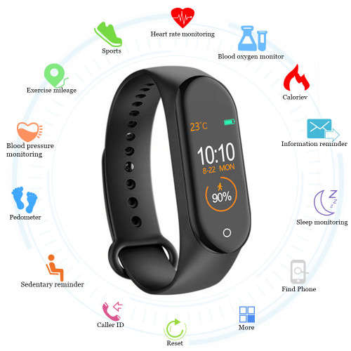 M4 SMART BRACELET- FITNESS TRACKER HEALTHY HEART AND BLOOD PRESSURE ON THE GO - RED