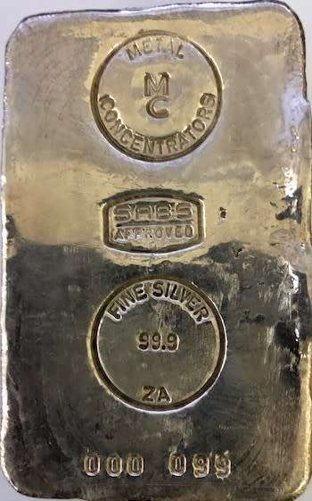 SILVER BAR .999 FINE SILVER 1 KG METAL CONCENTRATORS GREAT FOR SILVER STACKERS