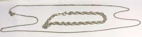 SILVER  NECK CHAIN WRIST CHAIN COMBO