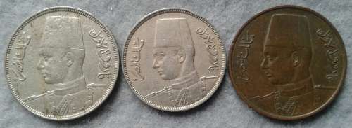 1930 + EGYPT : FAROUK : 10 , 5 , & 1 MILLIEME COLLCTION