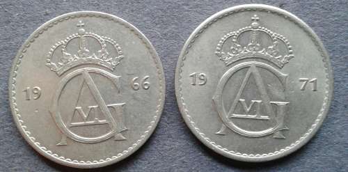 1966 & 71 SWEDEN 50 ORE