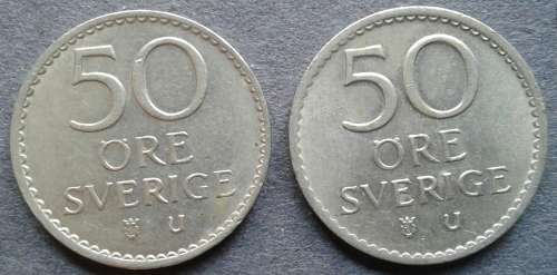 1966 & 71 SWEDEN 50 ORE