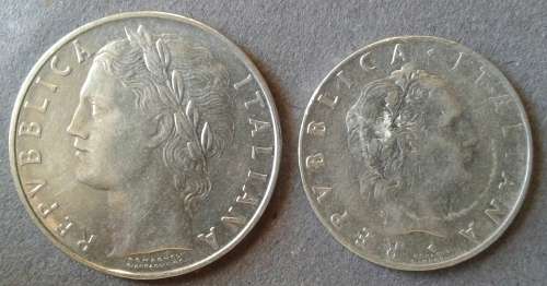 1966 & 75 ITALY 100 & 50 LIRE PAIR
