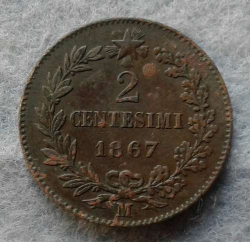 1867 ITALY 2 CENTESIMI
