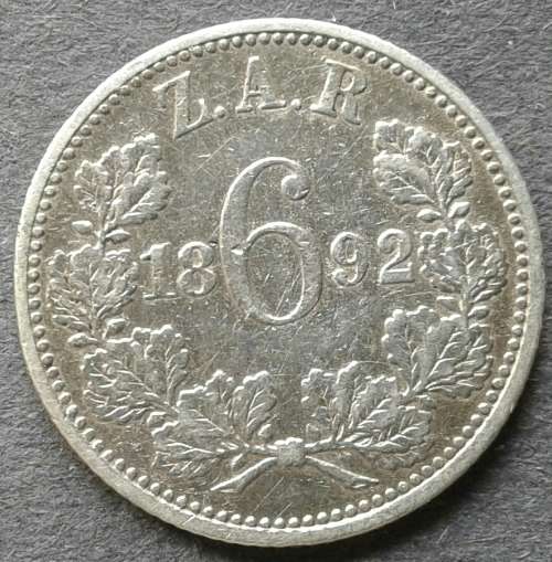1892 ZAR 6 PENCE : MINTAGE 28300