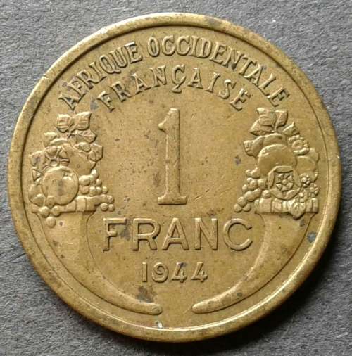 1944 AFRICA OCCIDENTALE FRANCAISE 1 FRANC
