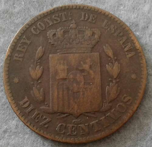 1878 SPAIN DIEZ CENTIMOS KM#675