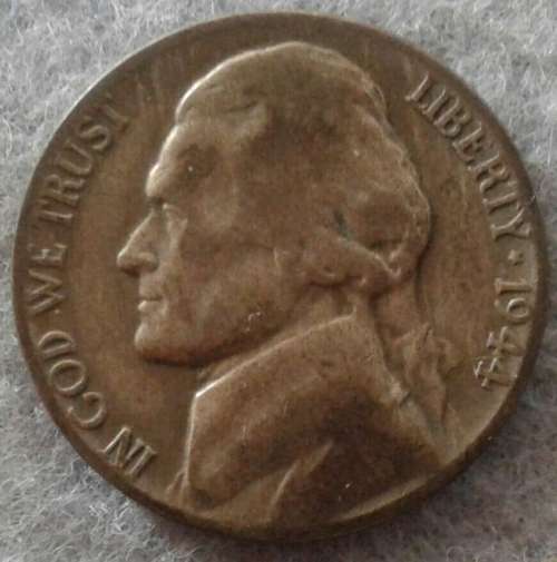 1944 US WAR ISSUE FIVE CENT : SILVER (P)