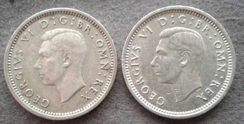 1940 & 41 G.BRIT THREE PENCE PAIR