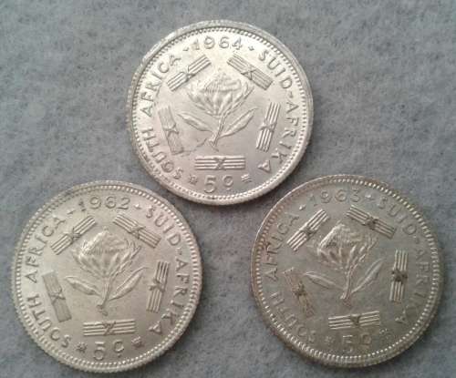 1962,63 & 64 RSA 5 CENT TRIO : A/UNC