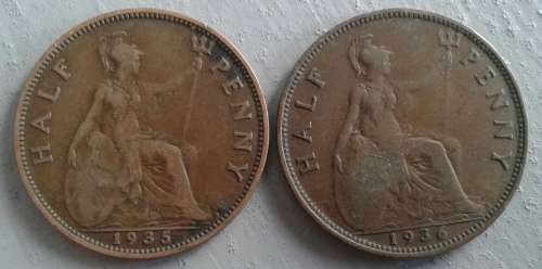 1935 & 36 G.BRIT HALF PENNY PAIR