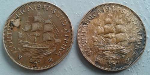 1947 SAU 1/2 PENNY PAIR : MINTAGE ONLY 257903