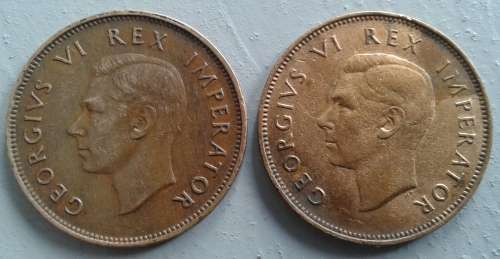 1947 SAU 1/2 PENNY PAIR : MINTAGE ONLY 257903
