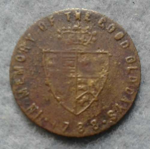 1788 KING GEORGE GAMING TOKEN : REEDED EDGE 20 MM DIAMETER