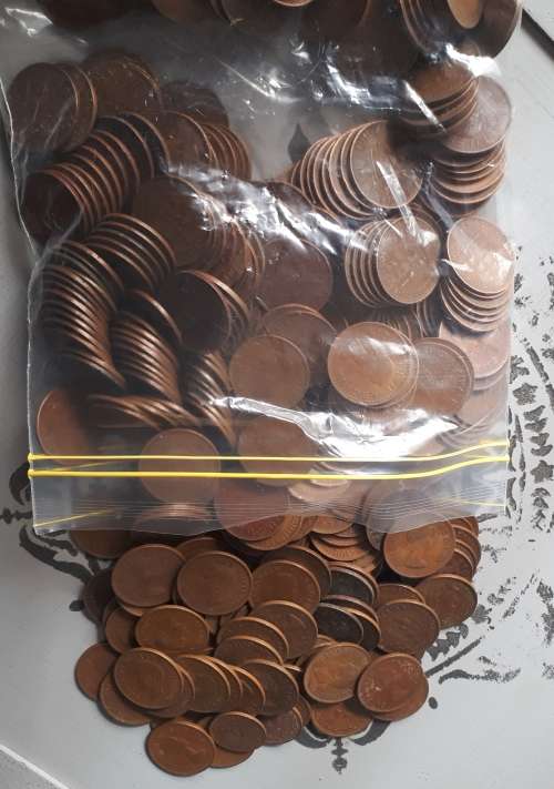 4,042 KG  :  SA UNION 1 PENNY LOT : 430 + COINS : DATE RANGE 1940 - 1960