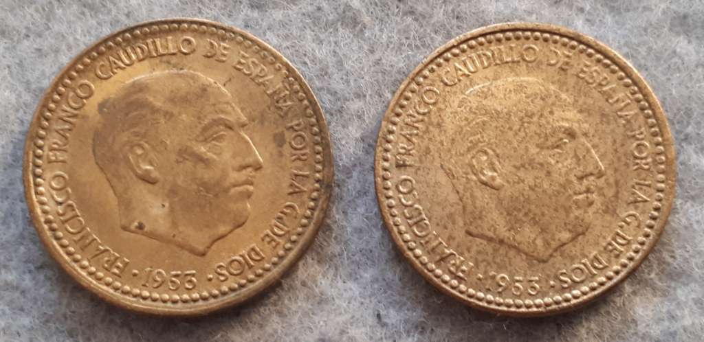 1953 sPAIN 1 Peseta : star dates * 61 & 62