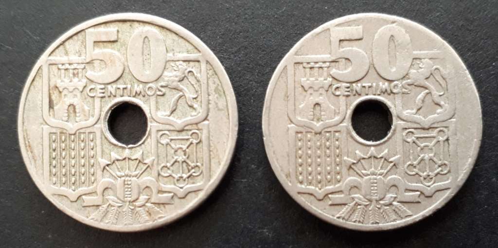 1949 Spain 50 centimos : star dates 51 & 52 *