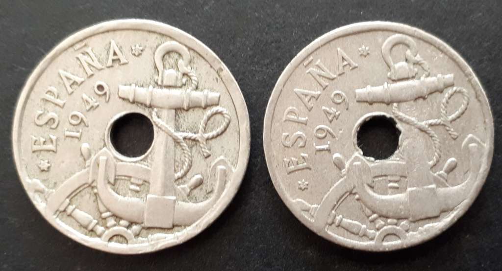 1949 Spain 50 centimos : star dates 51 & 52 *