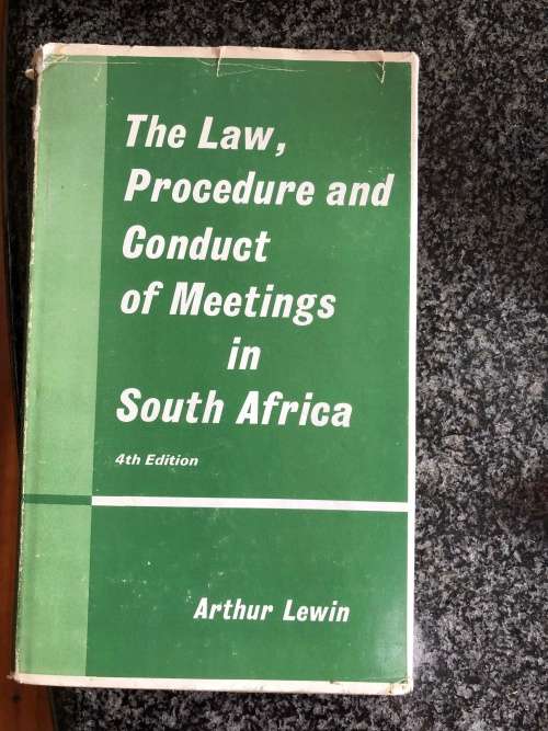 the Law Procedure and Conduct of Meetings in South Africa 4th edition A Lewin