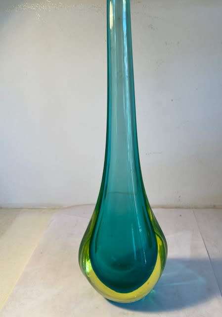 Sommerso Murano teardrop glass vase designed by Flavio Poli