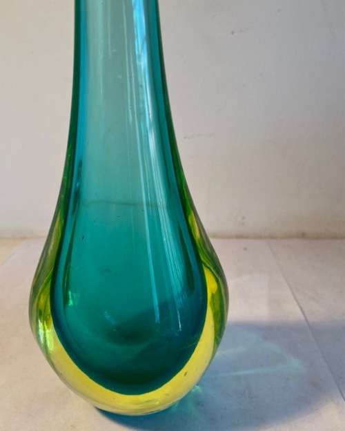 Sommerso Murano teardrop glass vase designed by Flavio Poli