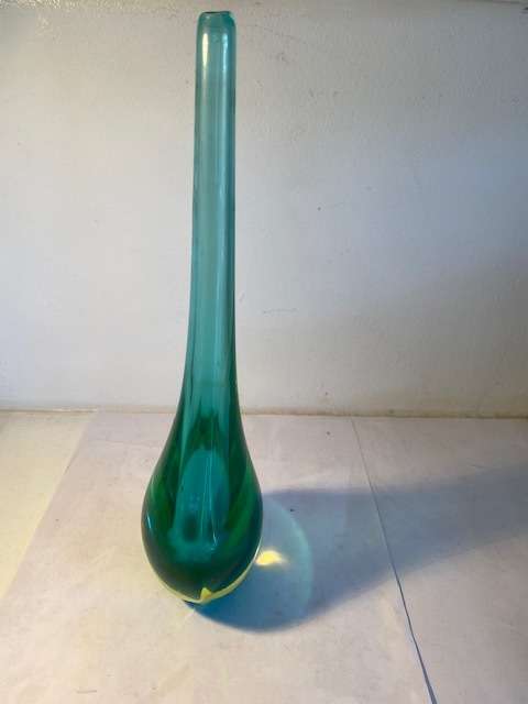Sommerso Murano teardrop glass vase designed by Flavio Poli