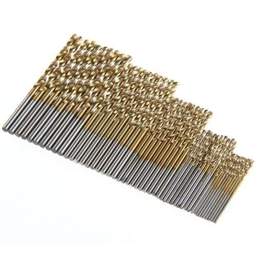 50Pcs Titanium Coated HSS High Speed Steel Drill Bit Set