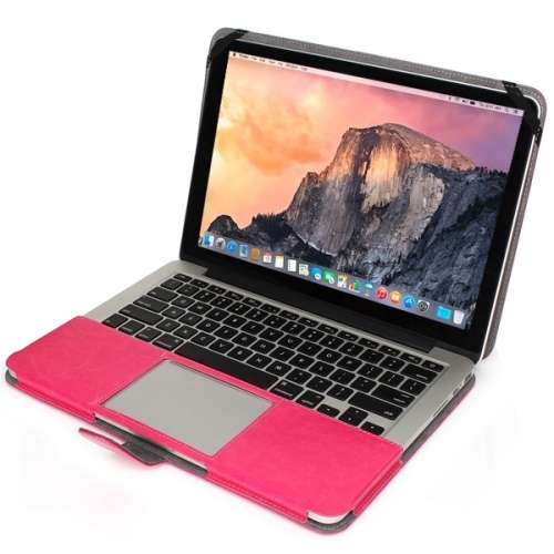 MacBook Pro Retina 15` Leather Case with Snap Fastener (Pink)