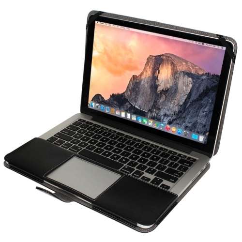 MacBook Pro Retina 13` Leather Case with Snap Fastener (Black)