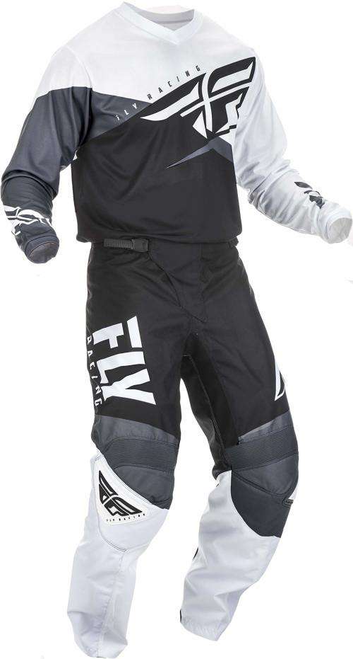 Fly Racing - 2019 F16 Mens Black and White Jersey - Large  + Size 34 MX Pants Combo Set