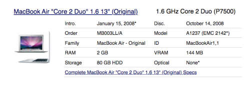 MacBook Air 13` - 1.6 GHz Core 2 Duo (P7500) ***Repair Center Clearance Sale***