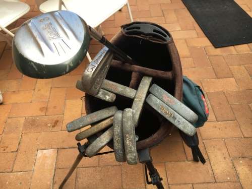 Bag with 10 putters and 2 other clubs