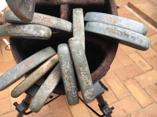 Bag with 10 putters and 2 other clubs