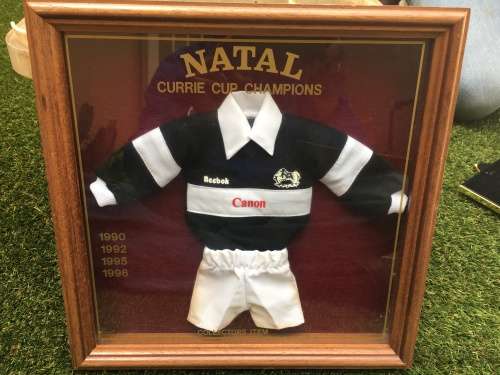 Sharks mini rugby kit in frame - collectors item - fantastic for mancave or display