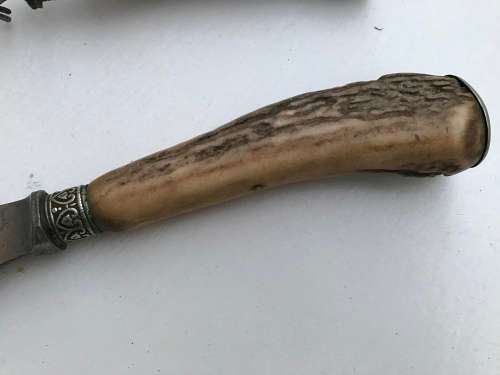 Vintage Meat Carving Set - Bone carved handle - see pics - beautiful