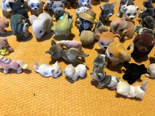 large collection of collectable mini dog figures for playing or collection - approx 60