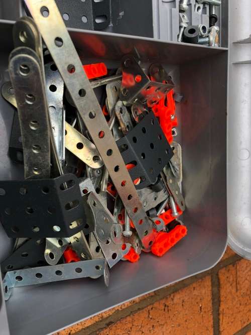 Lovely and large Meccano case with meccano pieces