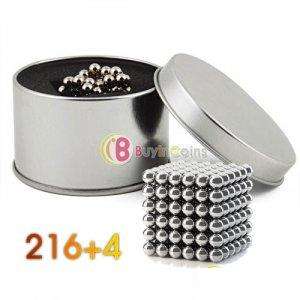 5MM Sphere Magnetic Balls Puzzle 216+4 in BOX Silver